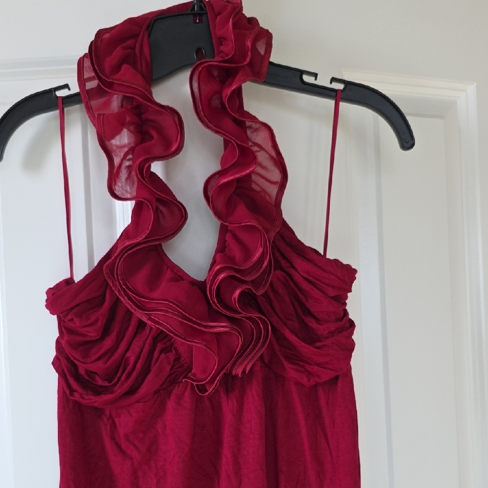 Express Red Ruffled Backless Tank Top - Picture 3 of 5